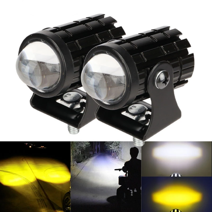 🔦2كشاف LED ثنائي اللون للدراجات النارية – حجم صغير، قوة إضاءة خارقة (2PCS)