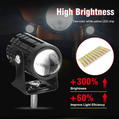 🔦2كشاف LED ثنائي اللون للدراجات النارية – حجم صغير، قوة إضاءة خارقة (2PCS)