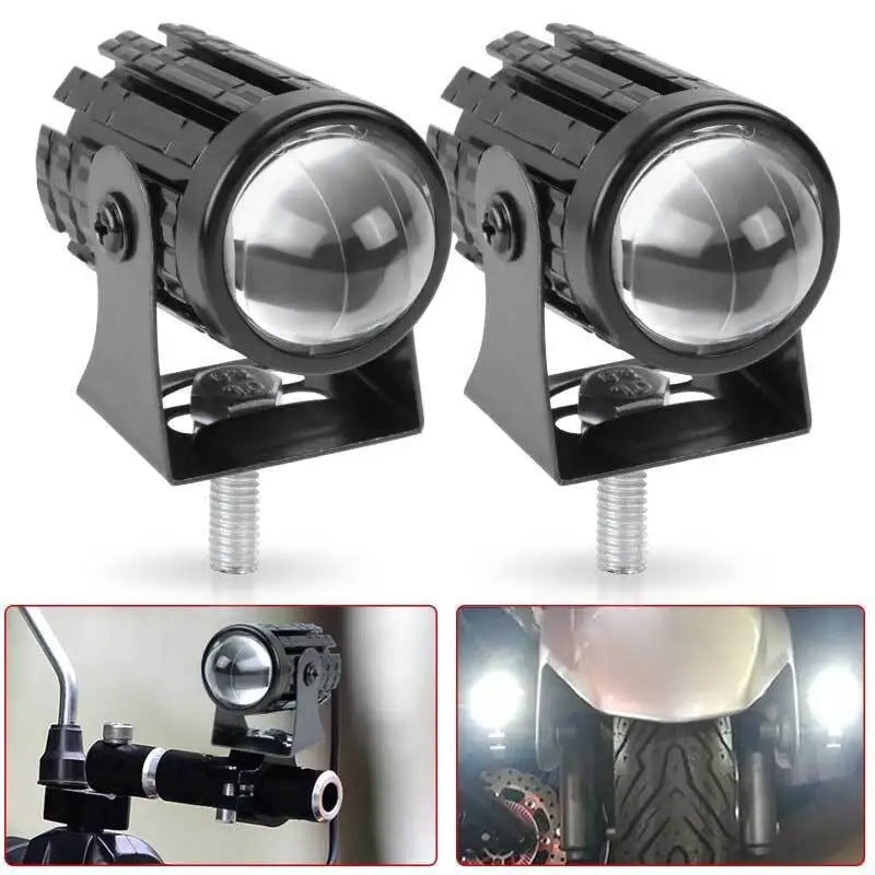 🔦2كشاف LED ثنائي اللون للدراجات النارية – حجم صغير، قوة إضاءة خارقة (2PCS)